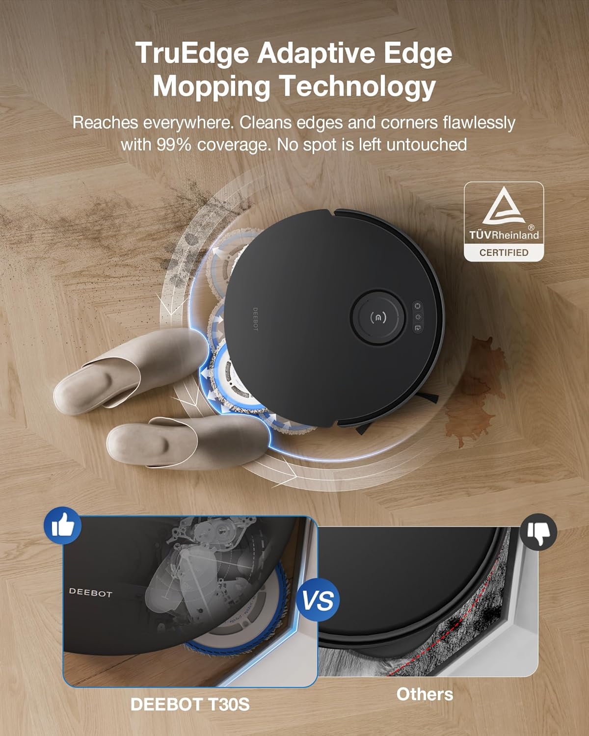 ECOVACS DEEBOT T30S Combo Robot Vacuum and Mop, All-in-One Cleaning Hub, 11000Pa, ZeroTangle
