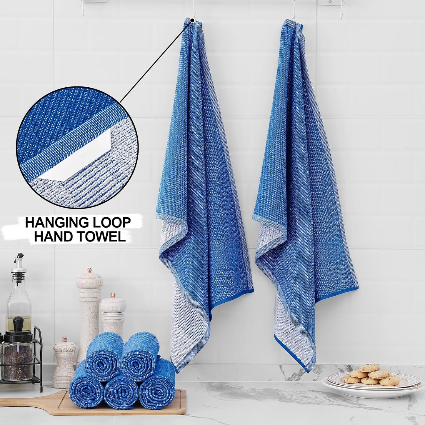 Homaxy Premium Kitchen Towels(18”x 28”, 6 Pack), Large Cotton Kitchen Hand Towels, Flat and Terry