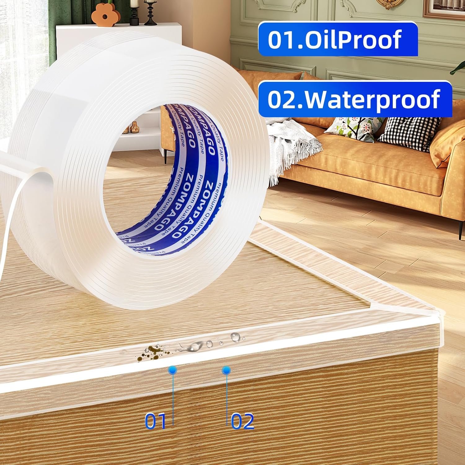 Clear Soft Corner Protectors for Furniture Strip,2in x9.84FT,2 Rolls,Sharp Edge & Table