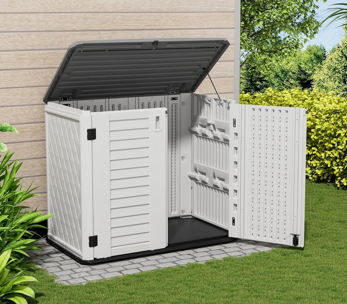 ZZM 4x2.5 FT Outdoor Storage Shed, Resin Waterproof Storage Cabinet for Garden Tools with Lockable