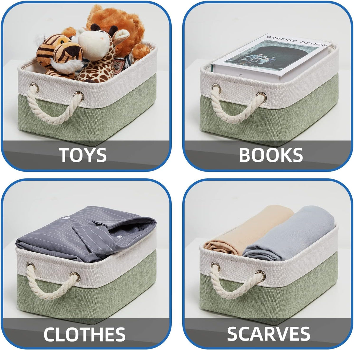 Temary Small Storage Baskets Small Fabric Bins for Closet, 6 Pack Decorative Storage Boxes with