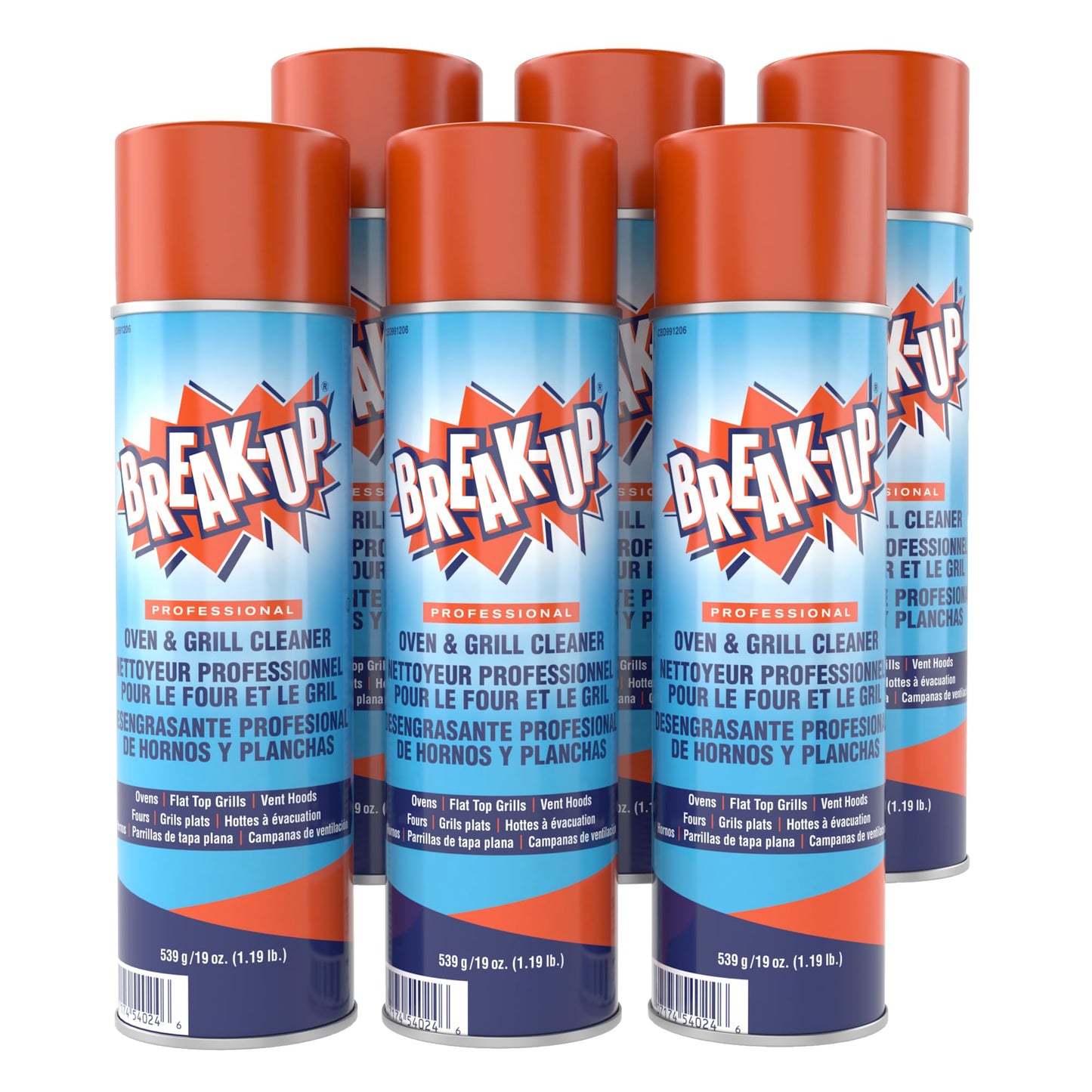 Diversey Break-Up oven and grill cleaner, six 19 oz cans