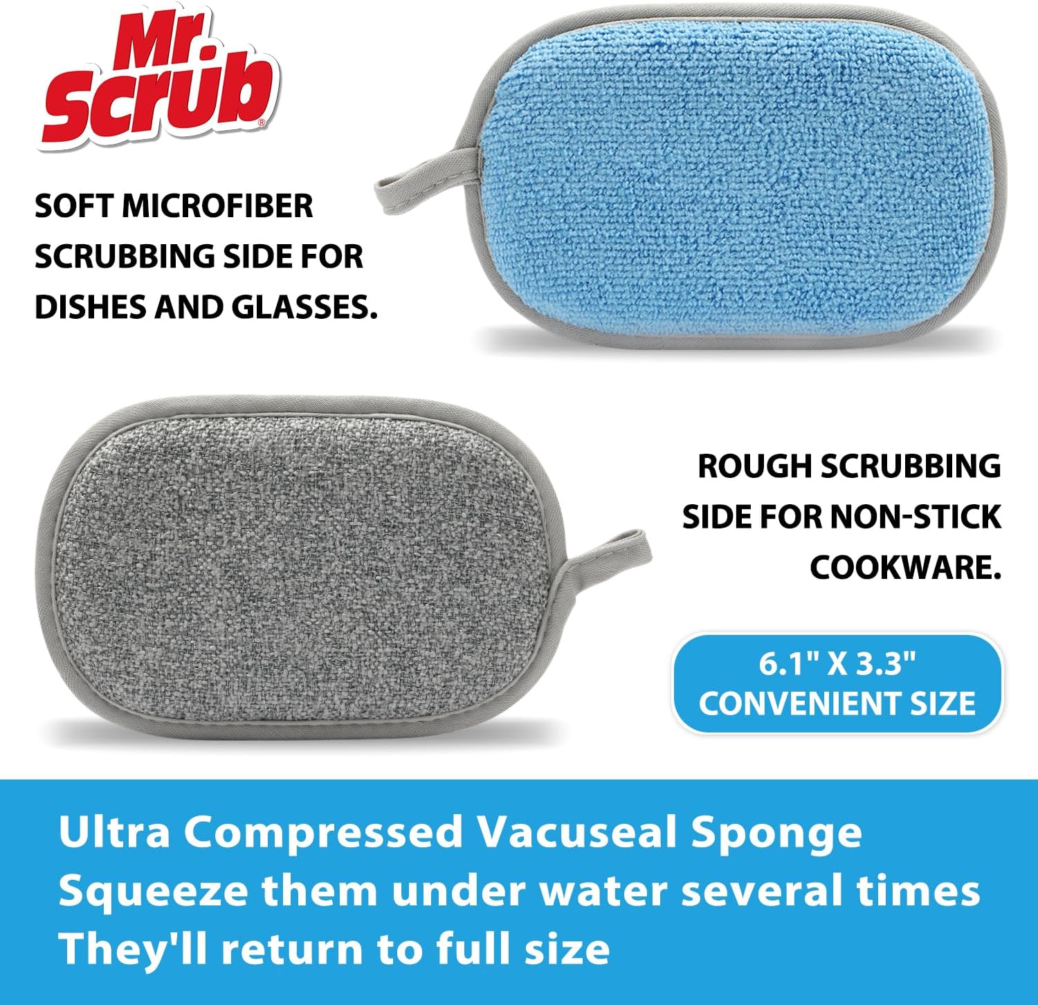 Sponges Kitchen Dish Sponge for Washing Dishes Cleaning Kitchen, All-Purpose, 6 Pack, Non Scratch