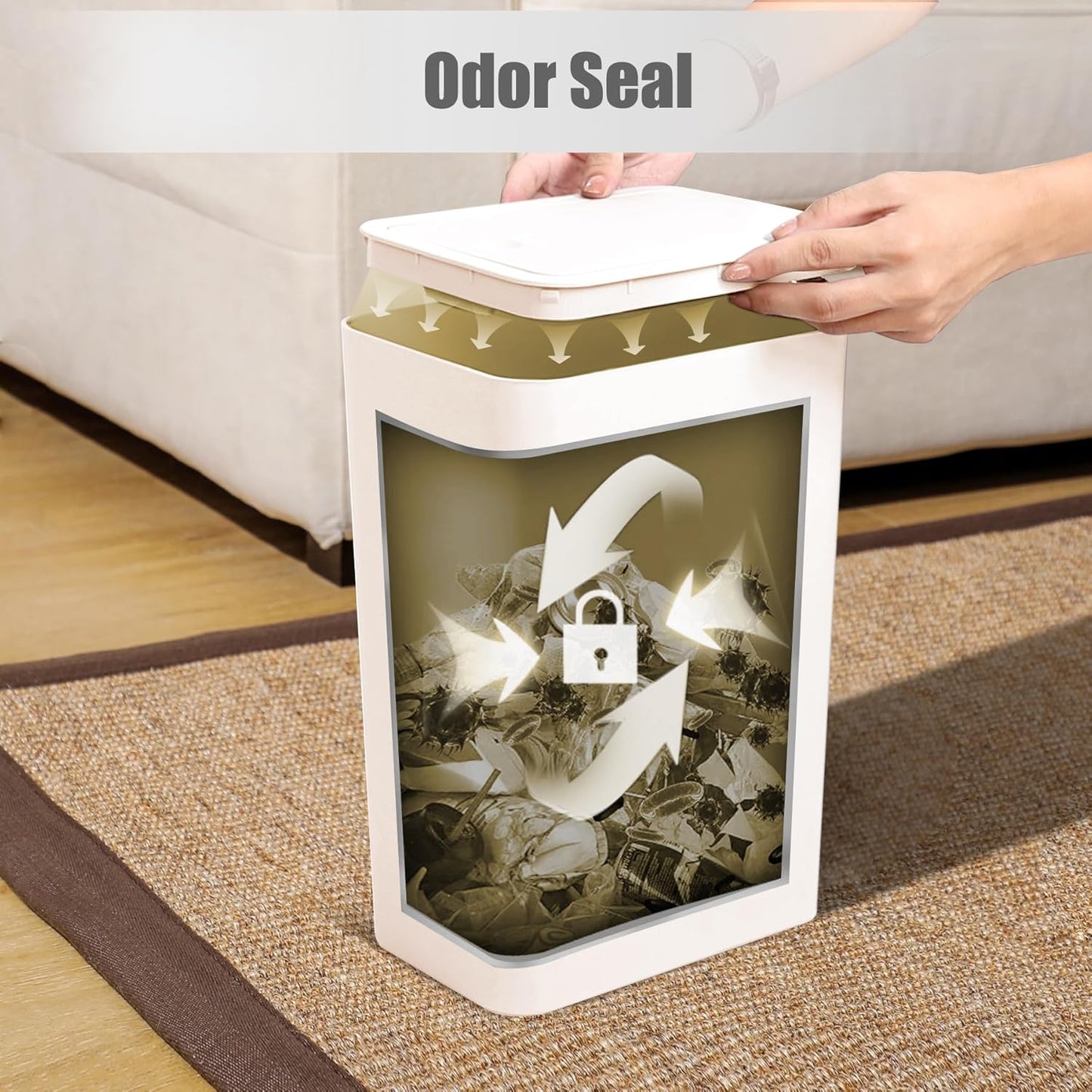 TIPGO Bathroom Trash Can with Lid, 10 Liter/ 2.6 Gallon Slim Garbage Can, Small Trash Bin Waste