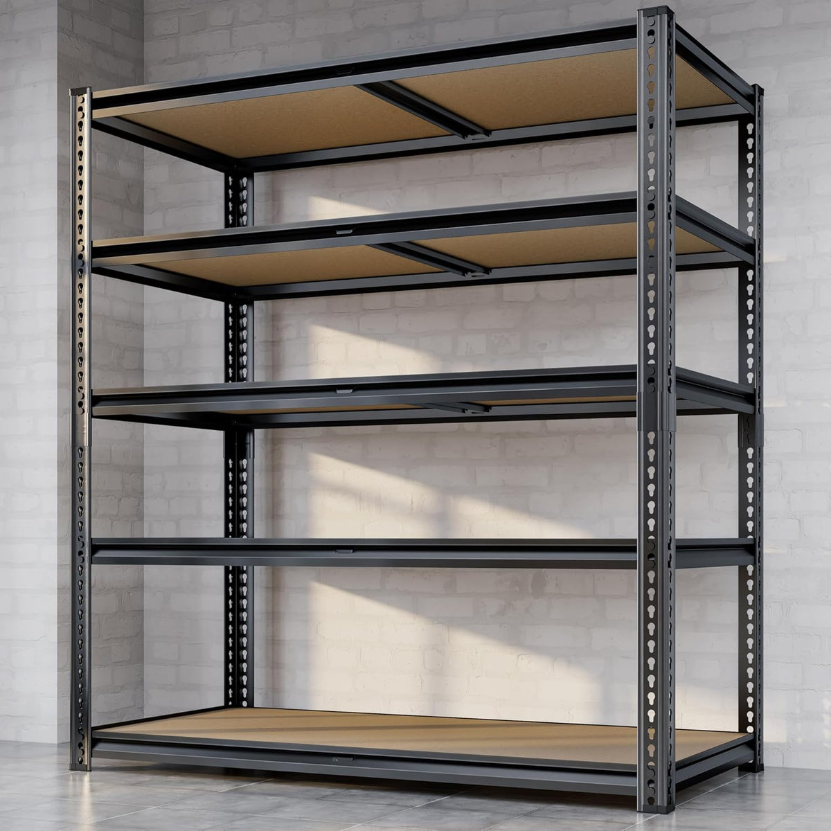 72" H Storage Shelves Heavy Duty, 2200LBS Garage Shelving, 5 Tier Metal Shelving Unit Adjustable