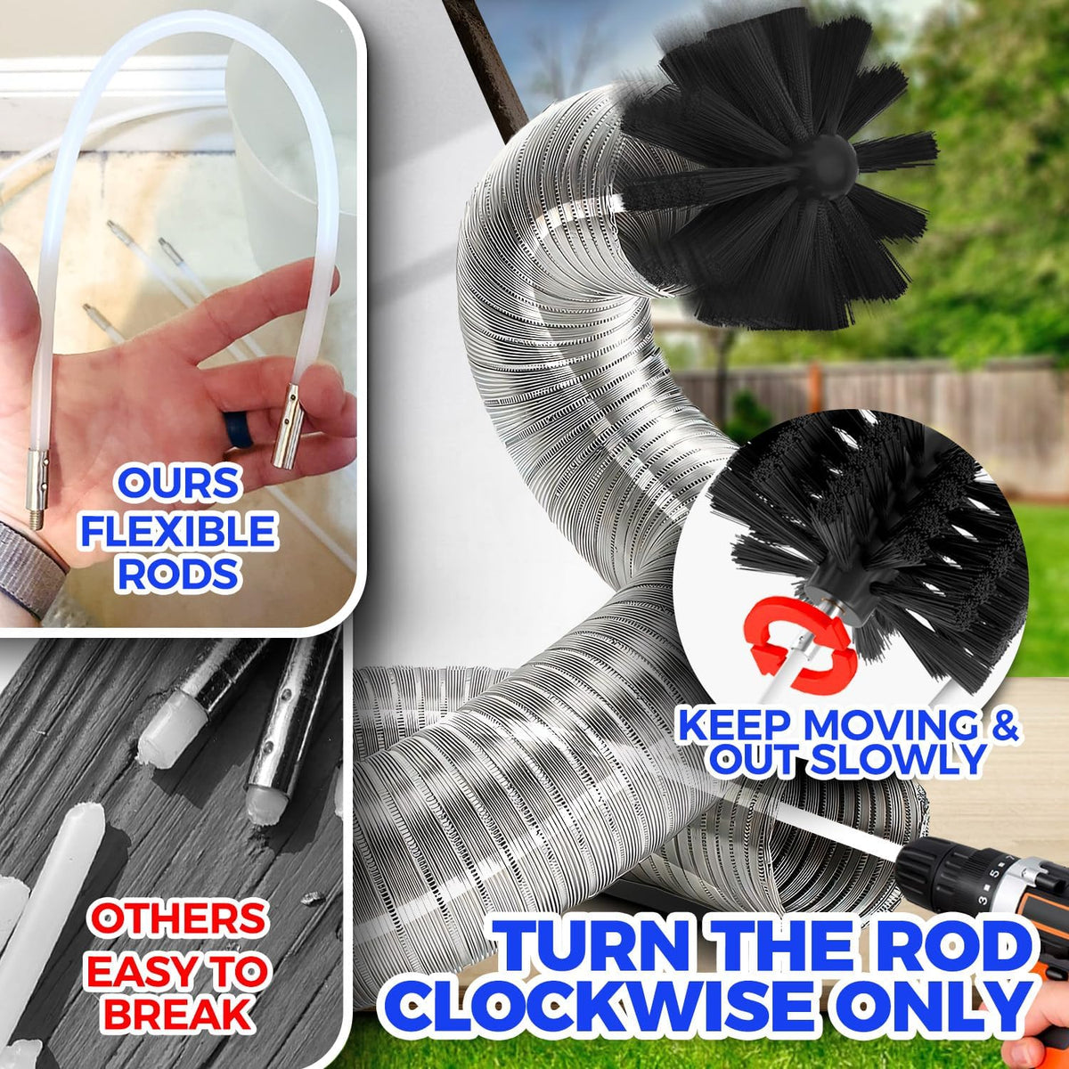Holikme Dryer Vent Cleaner Kit, Include 30Feet Dryer Vent Cleaning Brush, Dryer Lint Vacuum