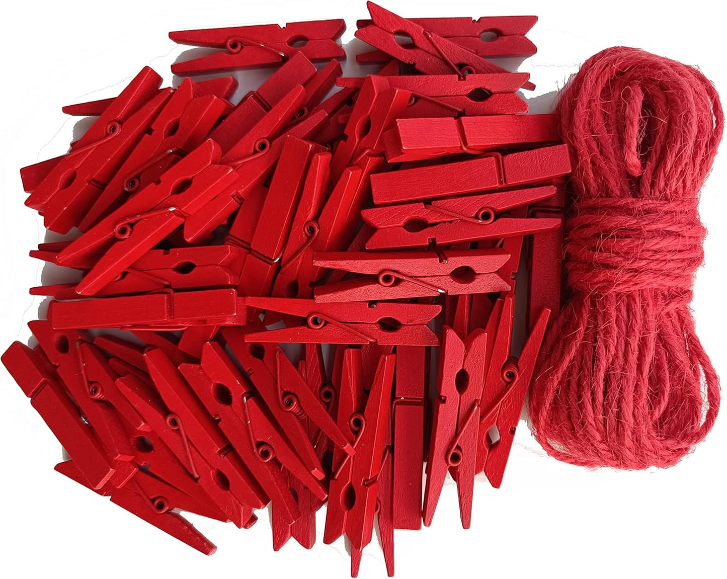 1.9 Inch Red Strong Wood Clothes Pins Hold Xmas Cards Papers Scrapbooking Gloves Socks Laundry Clip
