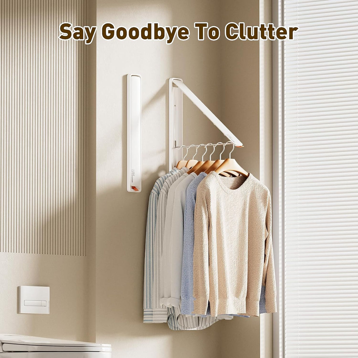 Clothes Drying Rack, Laundry Room Wall Mounted Retractable Clothes Hanger Drying Rack, Laundry