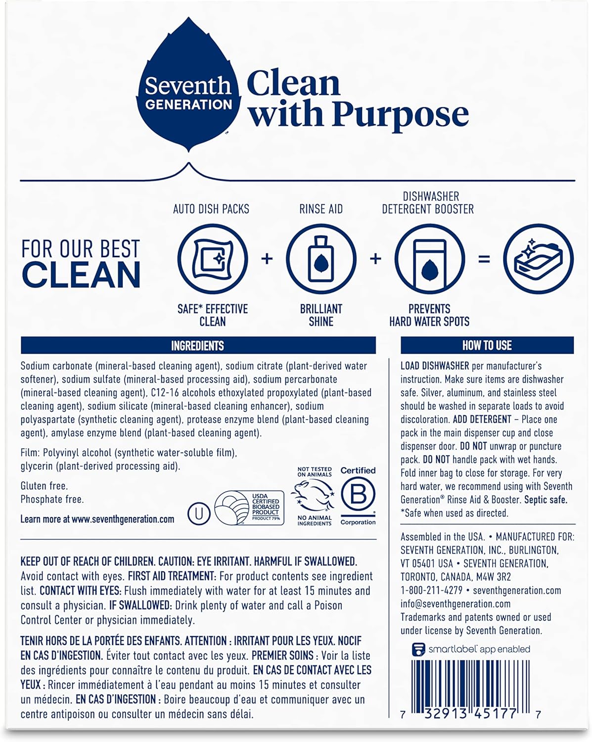 Seventh Generation Dishwasher Detergent Packs Free & Clear Pack of 2 for sparkling dishes
