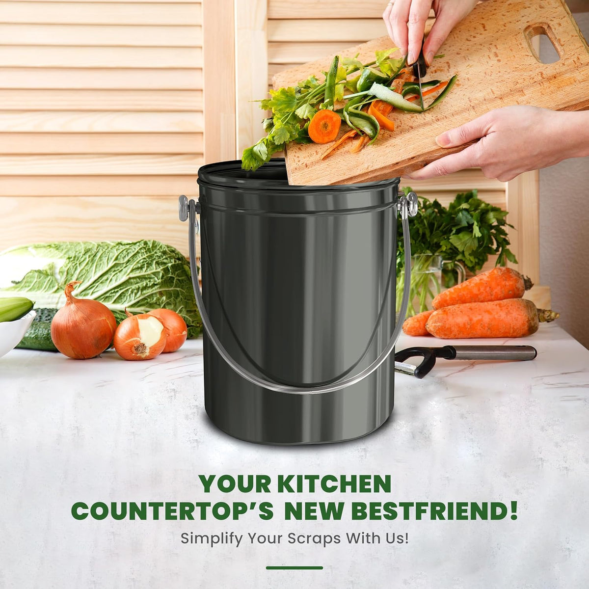 Utopia Kitchen Compost Bin for Kitchen Countertop, 1.3 Gallon Compost Bucket for Kitchen with Lid