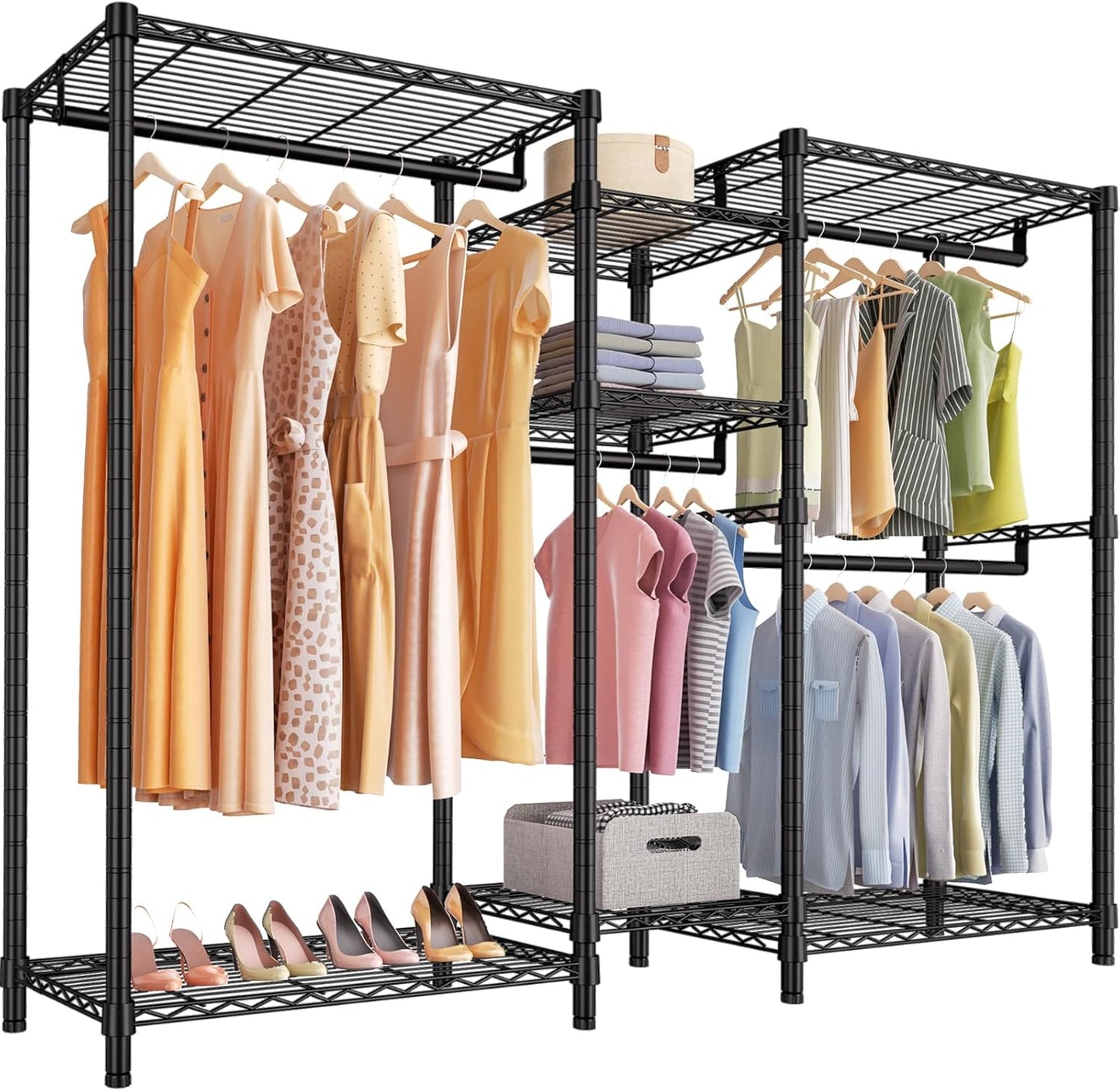 VIPEK Classic V6 Wire Garment Rack Heavy Duty Clothes Racks with Shelves, Freestanding Portable