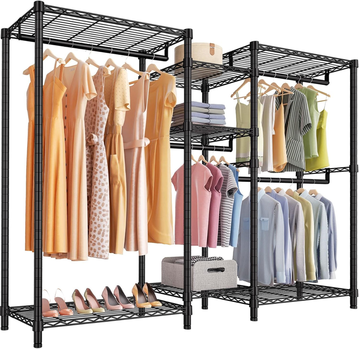 VIPEK Classic V6 Wire Garment Rack Heavy Duty Clothes Racks with Shelves, Freestanding Portable