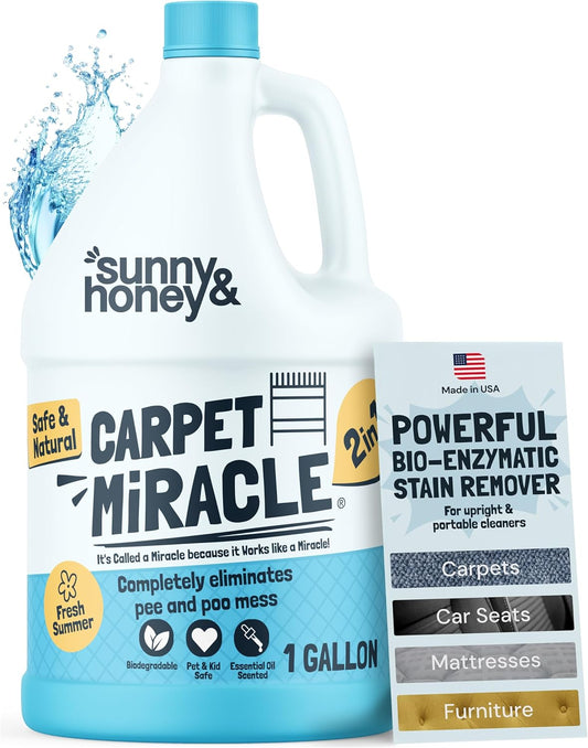 Sunny & Honey Carpet Cleaner Solution - 128 Fl Oz, Fresh Summer Scent - Deep Stain Remover &