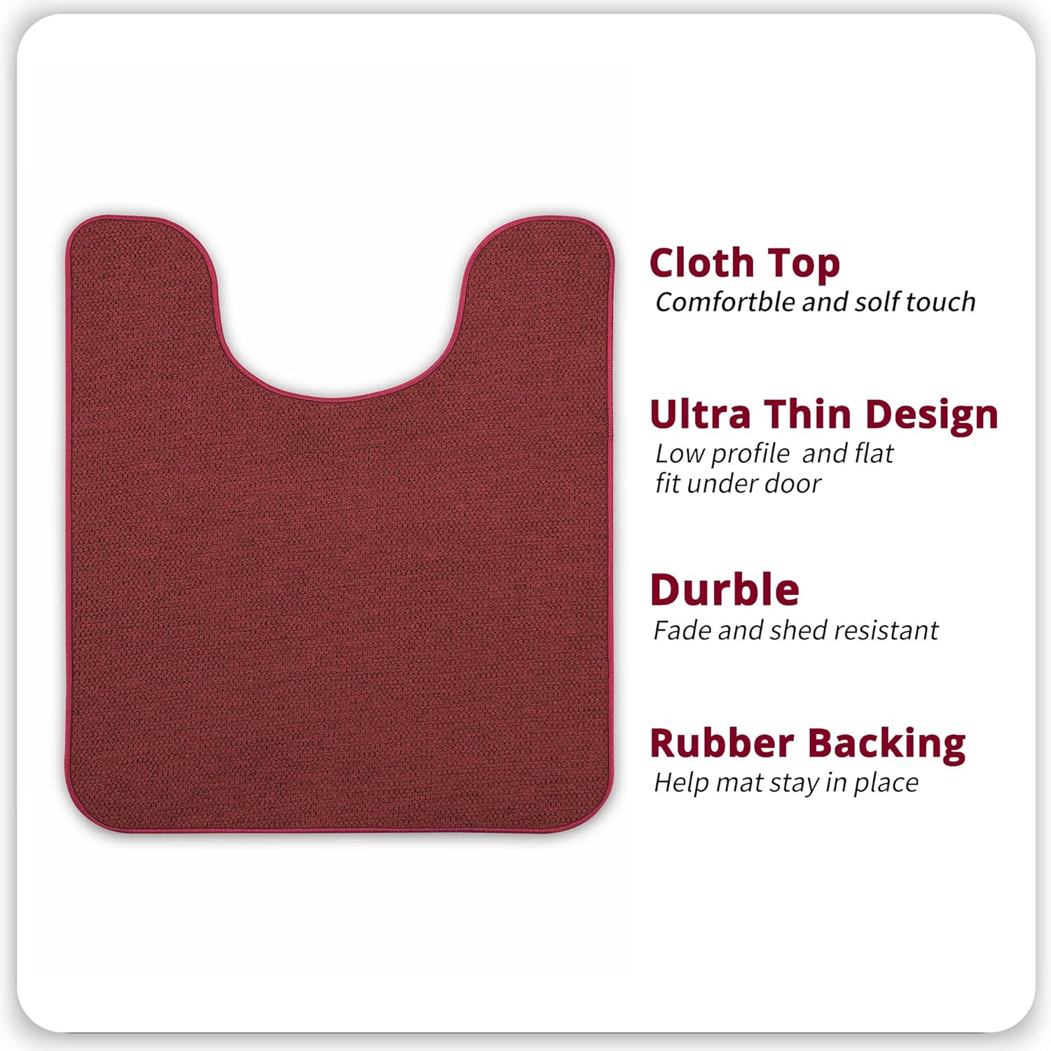 Toilet Rugs U Shaped Bathroom Rug,Machine Washable Non Slip Quick Dry Super Absorbent Ultra Thin