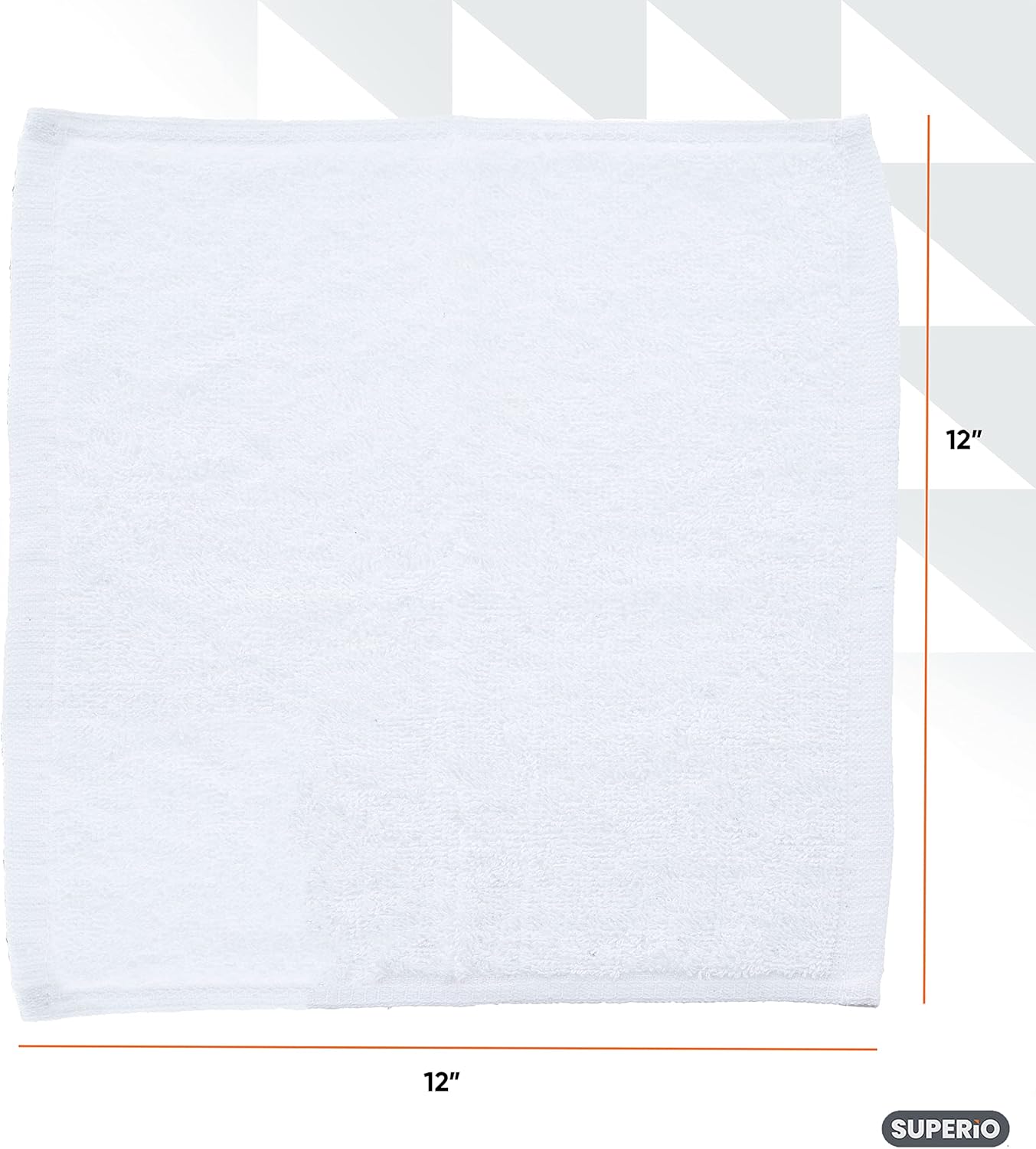 Superio Terry Cloth Rags White Washcloths 100% Cotton 12" Cleaning Cloths, Kitchen Towels, Facial
