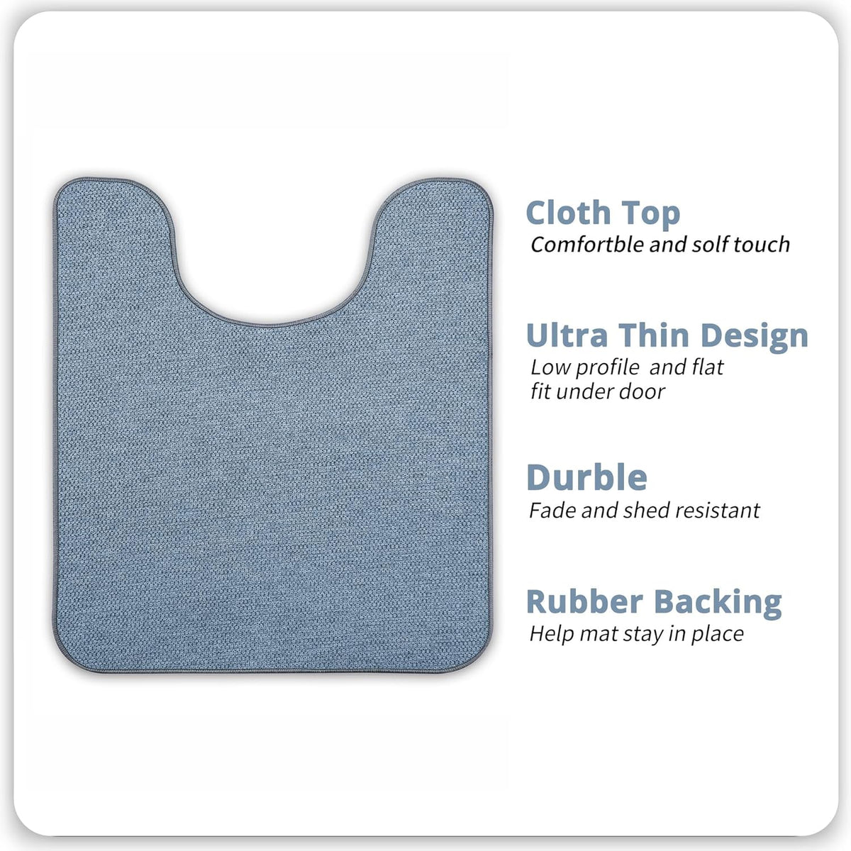 Toilet Rugs U Shaped Bathroom Rug,Machine Washable Non Slip Quick Dry Super Absorbent Ultra Thin
