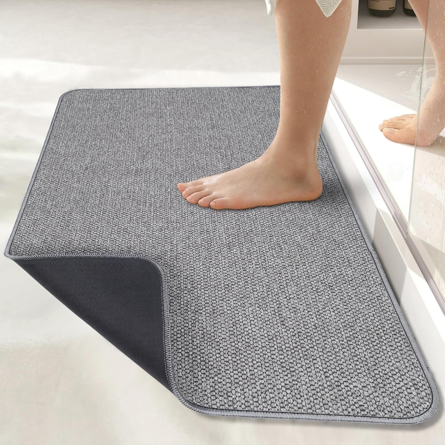 Bath Mat,Ultra Thin Bathroom Rugs,Rubber Bath Mats for Bathroom,No Slip Bath Rugs,Quick Dry,Machine