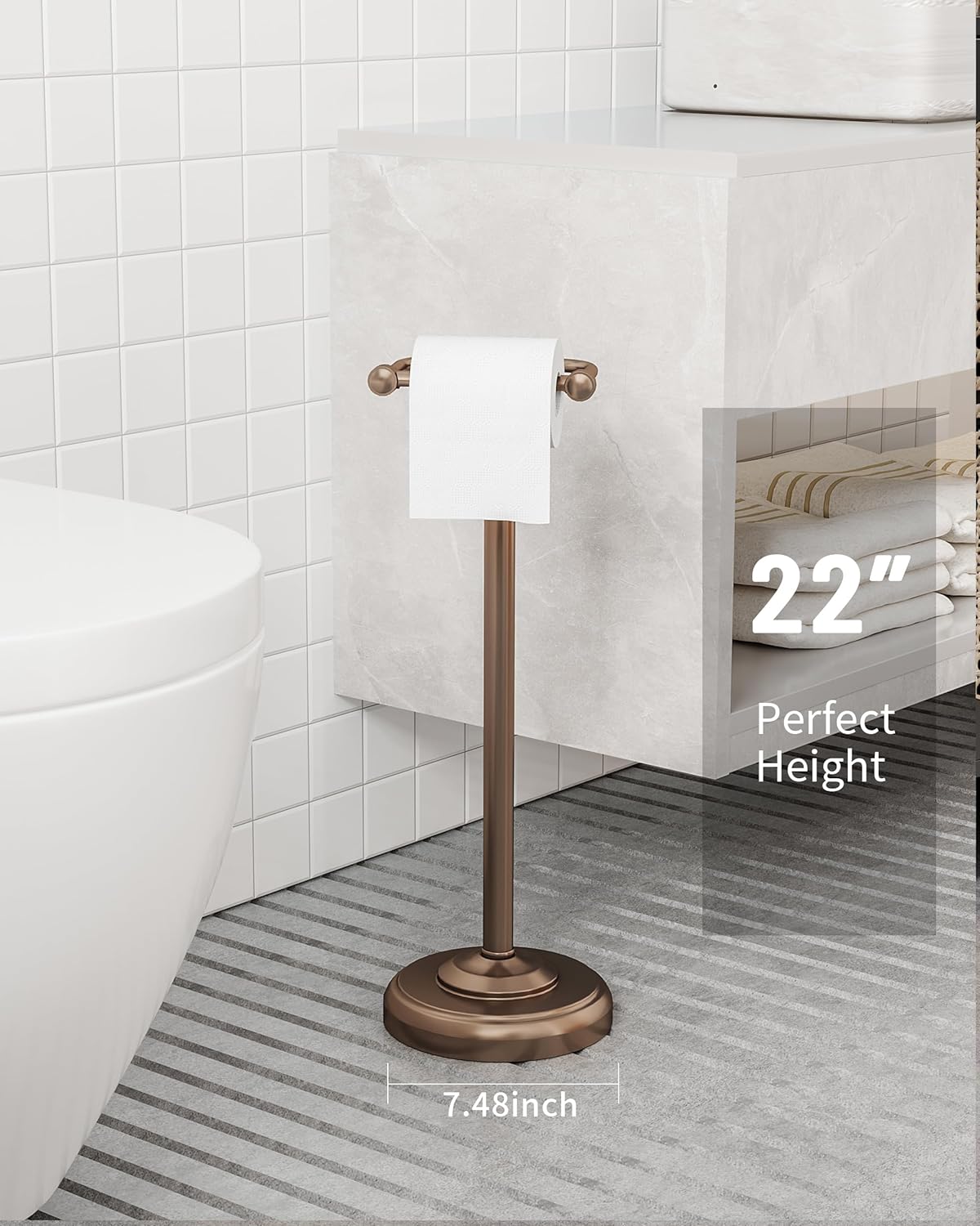 Toilet Paper Holder Stand, Bronze Toilet Paper Holder Free Standing, Post Pivoting Design & Stable