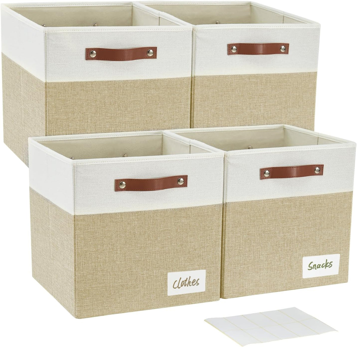Collapsible Fabric Storage Cube Bins with 2 Reinforced PU Handles, Foldable Storage Organizer