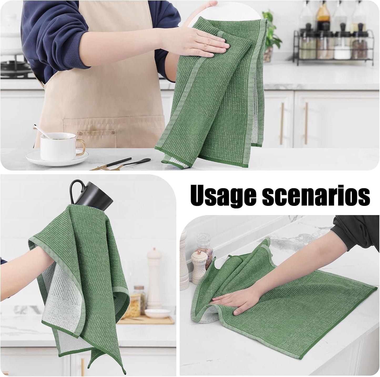 Homaxy Premium Kitchen Towels(18”x 28”, 8 Pack), Large Cotton Kitchen Hand Towels, Flat and Terry