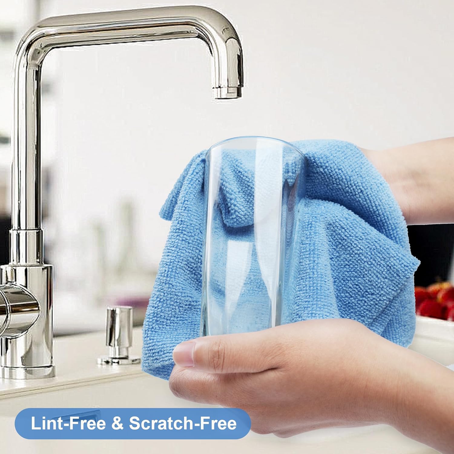 LIVOS Microfiber Cleaning Cloth Roll - 80 Pack, Reusable Paper Towels Blue Tear Away, Microfiber