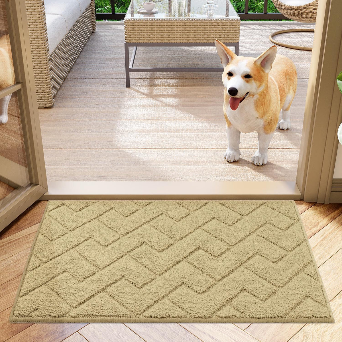 hicorfe Front Door Mat Outside Entrance,20"x31.5" Absorbent Muddy Dirt Resist Welcome Door Mats