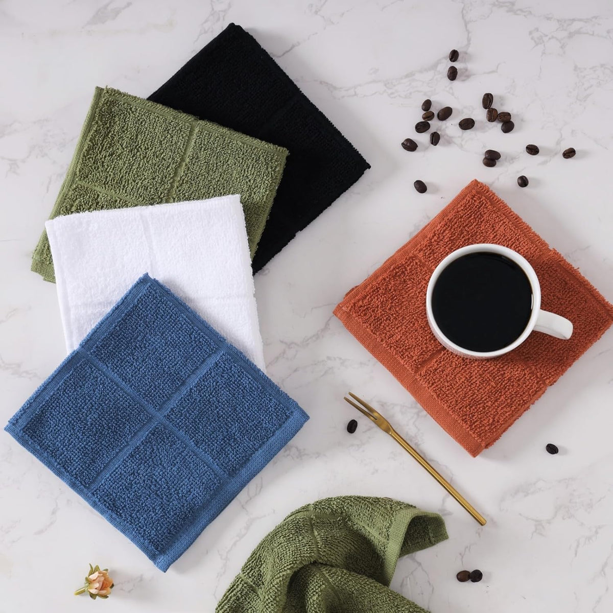 Glynniss Dishcloths Kitchen Highly Absorbent Dish Rags 100% Cotton Dish Cloths for Washing Dishes