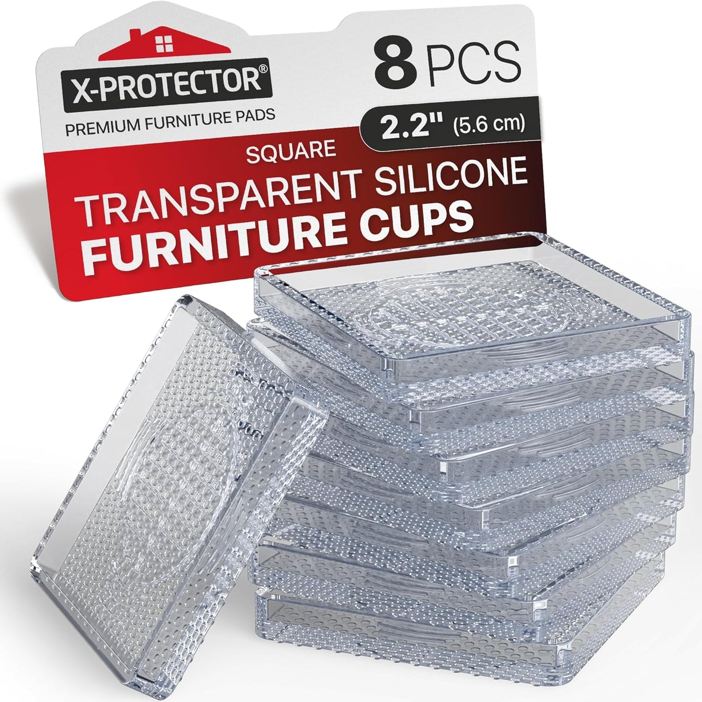 X-Protector Furniture Cups - 8 PCS 2.2" - Non Slip Furniture Pads for Hardwood Floors - Transparent
