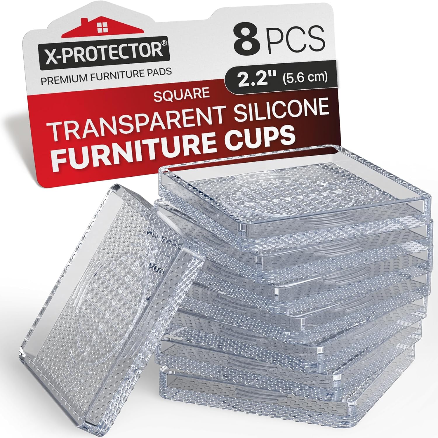 X-Protector Furniture Cups - 8 PCS 2.2" - Non Slip Furniture Pads for Hardwood Floors - Transparent
