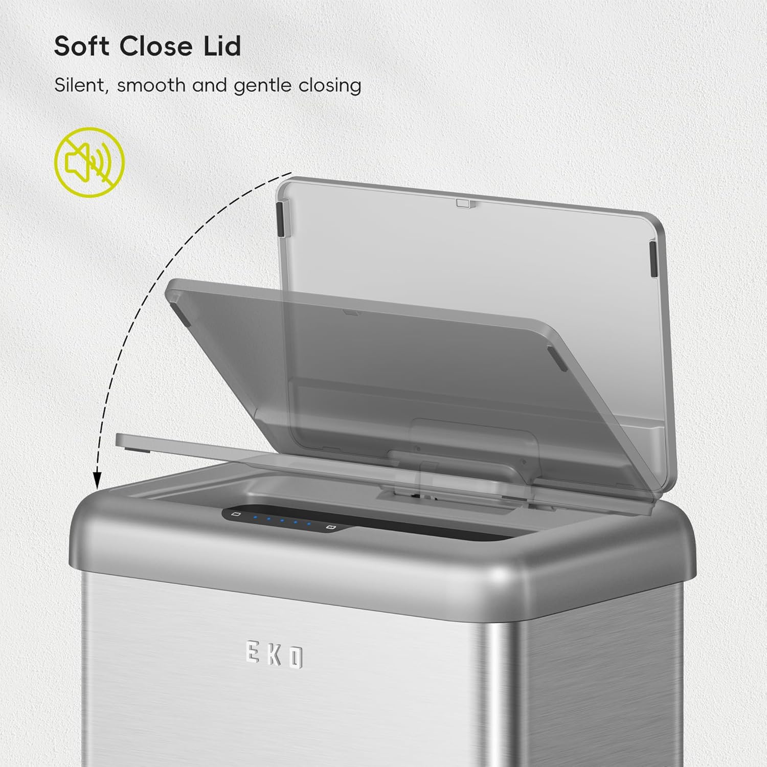 EKO Vintage 50L / 13.2 Gallon Motion Sensor Trash Can, Dual Compartment 32L + 18L Stainless Steel