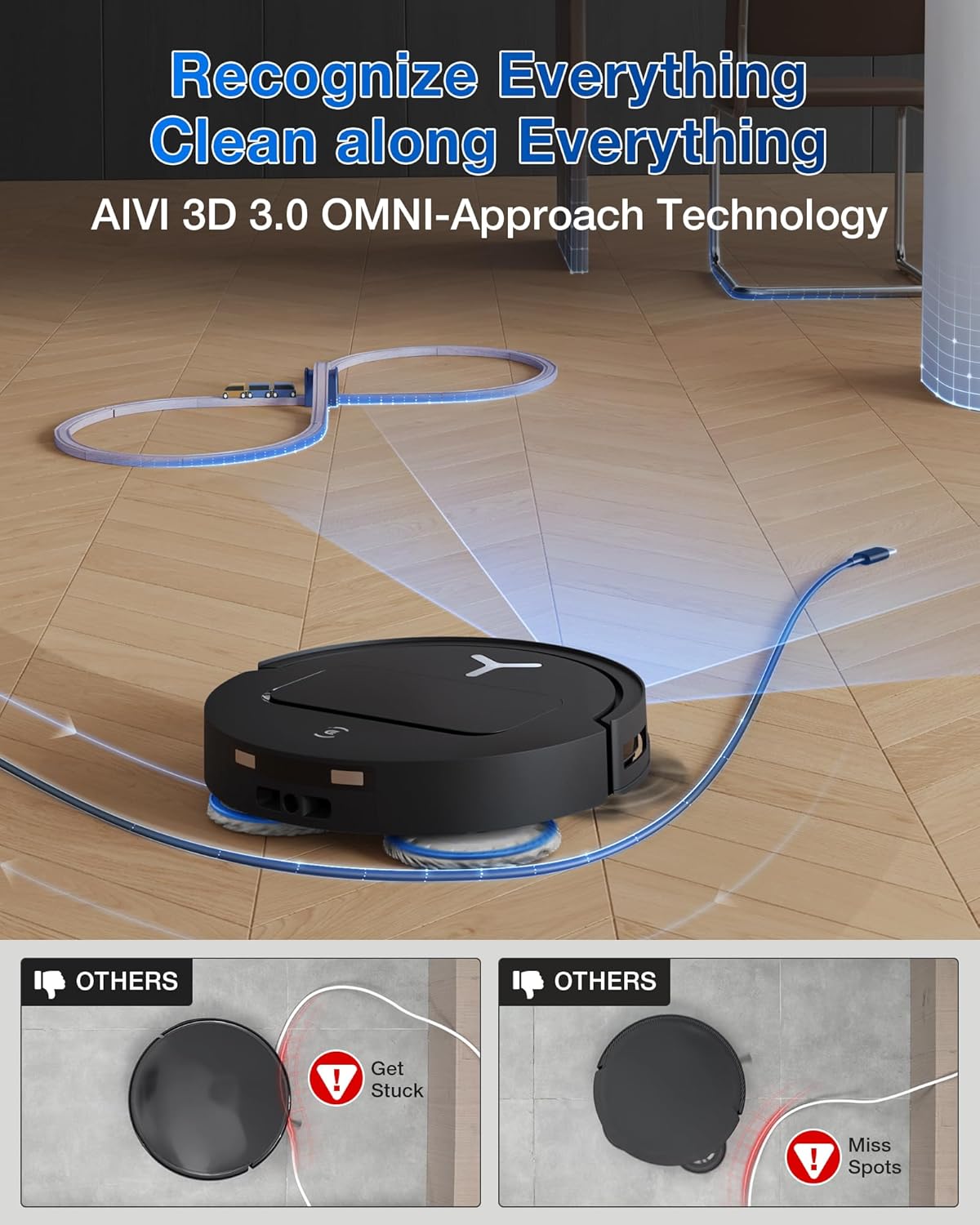ECOVACS DEEBOT T50 PRO Omni Robot Vacuum and Mop, 3.19” Ultra-Slim, 15,000Pa Suction, ZeroTangle