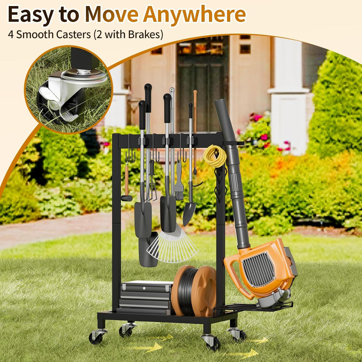 Cleaning Supplies Organizer with Broom Holder Load 160 LBS Cleaning Cart with Wheels Broom Closet