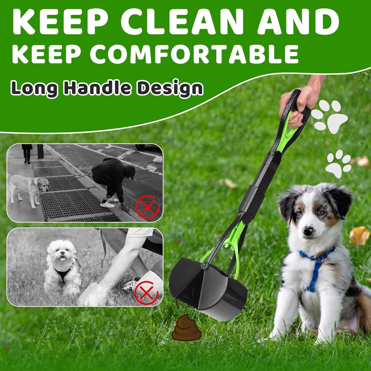 Dog Poop Trash Can Outside with Pooper Scooper and Metal Rake & Tray, 20L/5Gal Dog Waste Trash Can