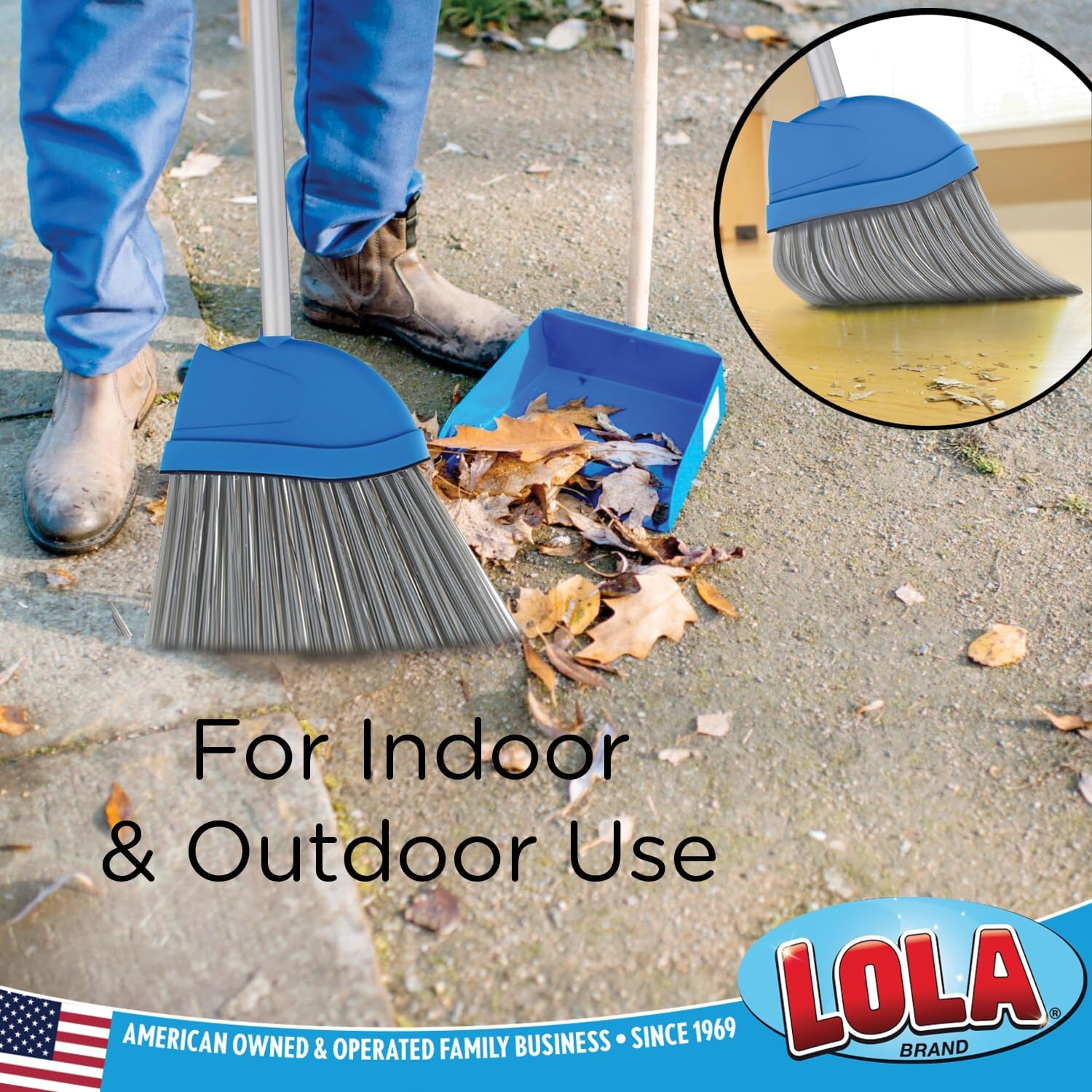 Angle Broom, 13" W Head, Large Style, Made w/Recycled Soda Bottle Bristles, & Aluminum, Includes