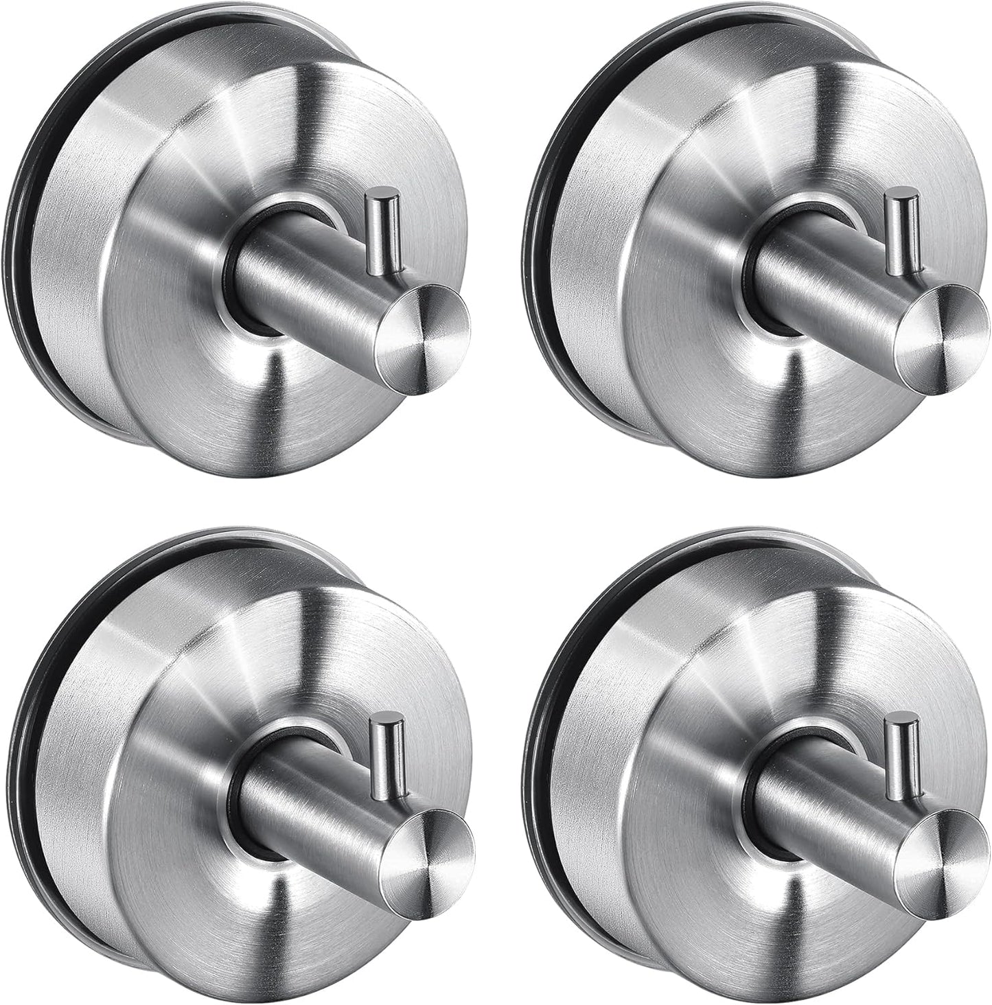 JOMOLA Brushed Stainless Steel Shower & Bathroom Hooks - No Drill Adhesive-Free Suction Cup