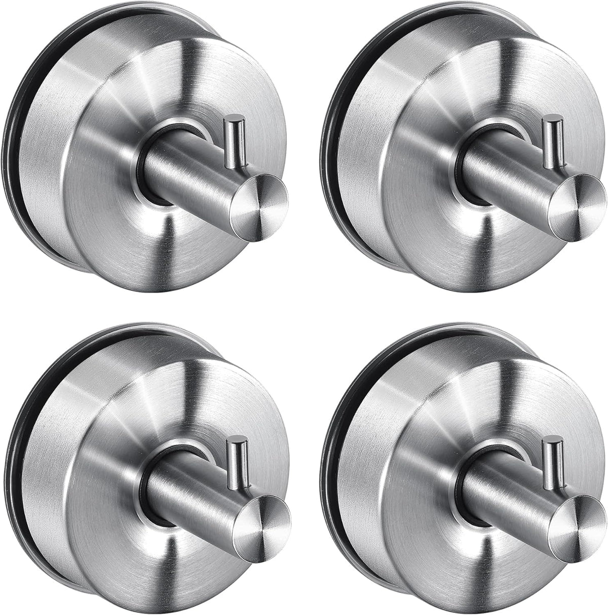JOMOLA Brushed Stainless Steel Shower & Bathroom Hooks - No Drill Adhesive-Free Suction Cup