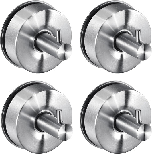 JOMOLA Brushed Stainless Steel Shower & Bathroom Hooks - No Drill Adhesive-Free Suction Cup