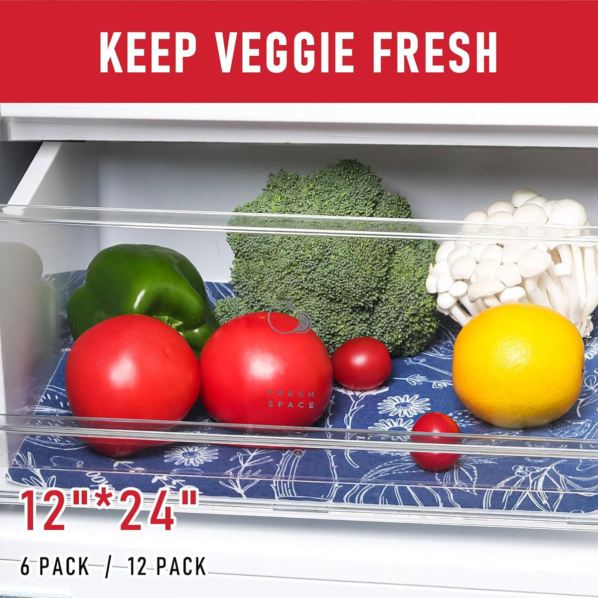 Cooyes Fridge Bin Liners, 12 Pack Refrigerator Liners with Non-Slip Particles, Drawer Mats for