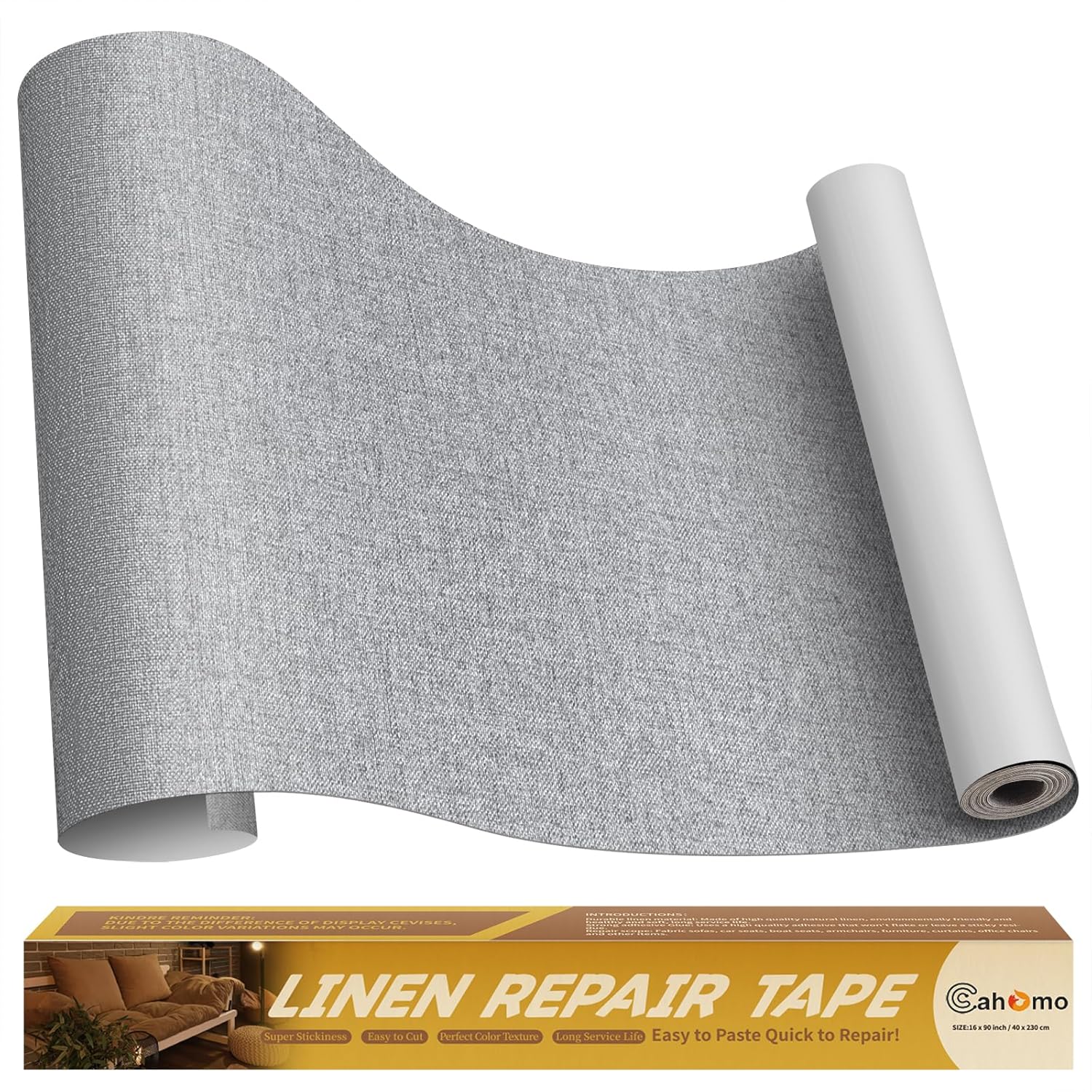 Linen Repair Tape 16x90 inch, Self Adhesive Fabric Patches, Linen Patch Tape Kit, Fabric Repair