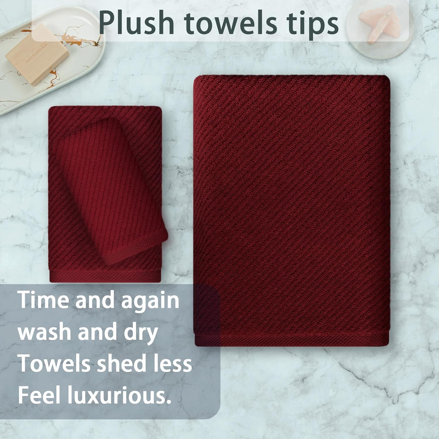 VOOVA & MOVAS 3 Piece Towel Set - 100% Cotton | Quick Dry | Soft | Thick,1 Large Bath 30" x 56", 1