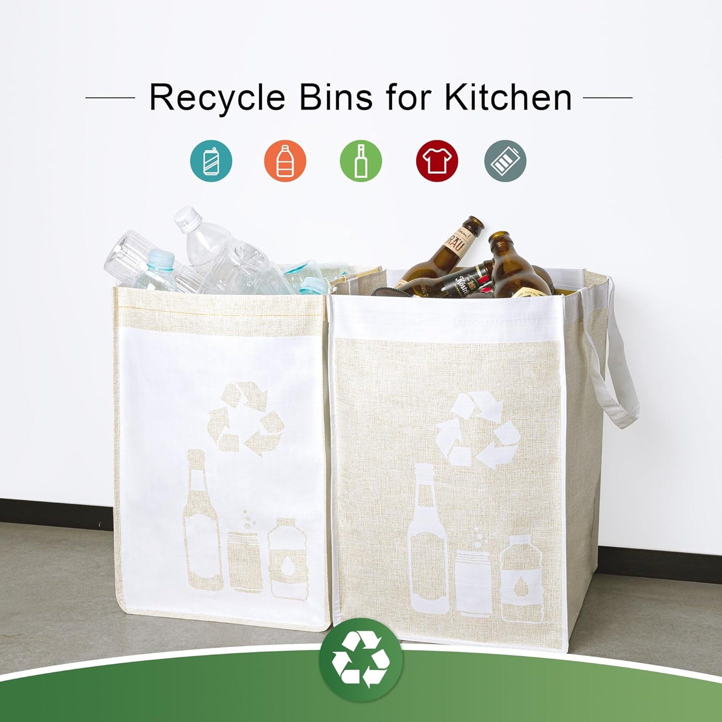 Recycle Waste Bag for Kitchen Home- Indoor Recycling Bins Trash Sorting Organizer, Reusable and