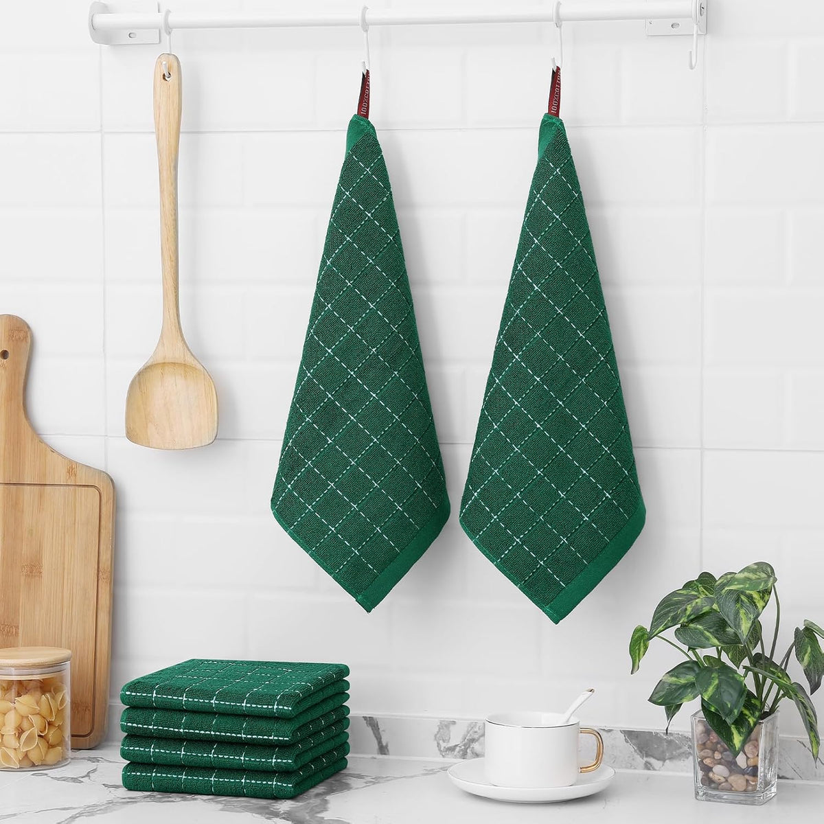Homaxy 100% Cotton Terry Kitchen Dish Cloths, Ultra Soft and Absorbent Dish Towels for Kitchen