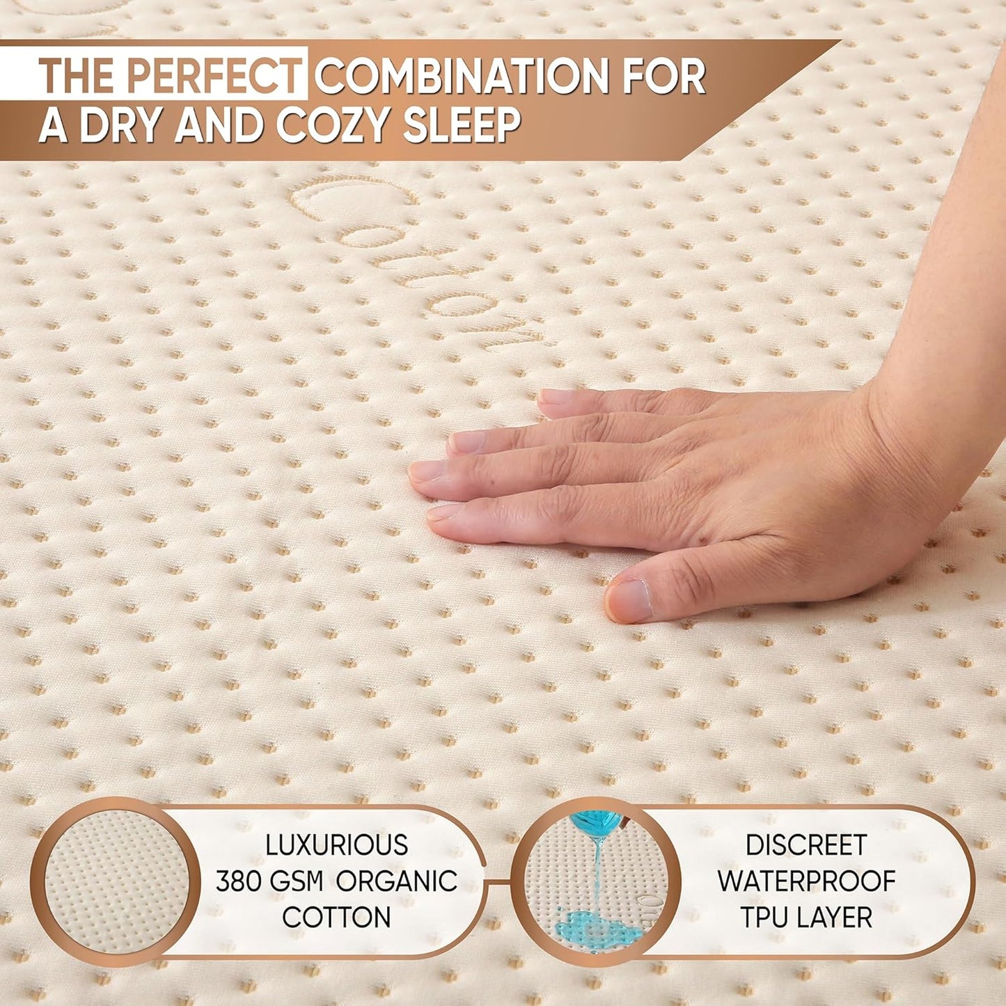 Luxury Waterproof Organic Mattress Protector King - Organic Cotton Breathable Mattress Pad Cover