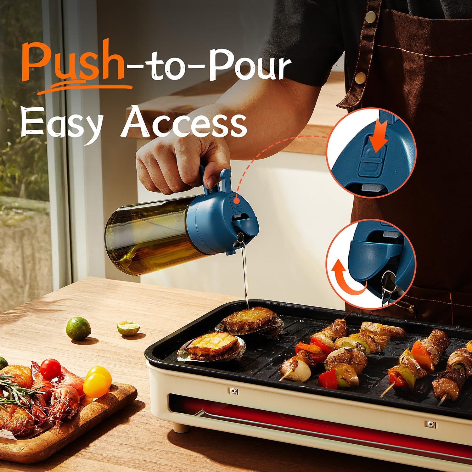 TrendPlain - Original 16oz/470ml Olive Oil Dispenser Bottle for Kitchen Gadgets and Air Fryer