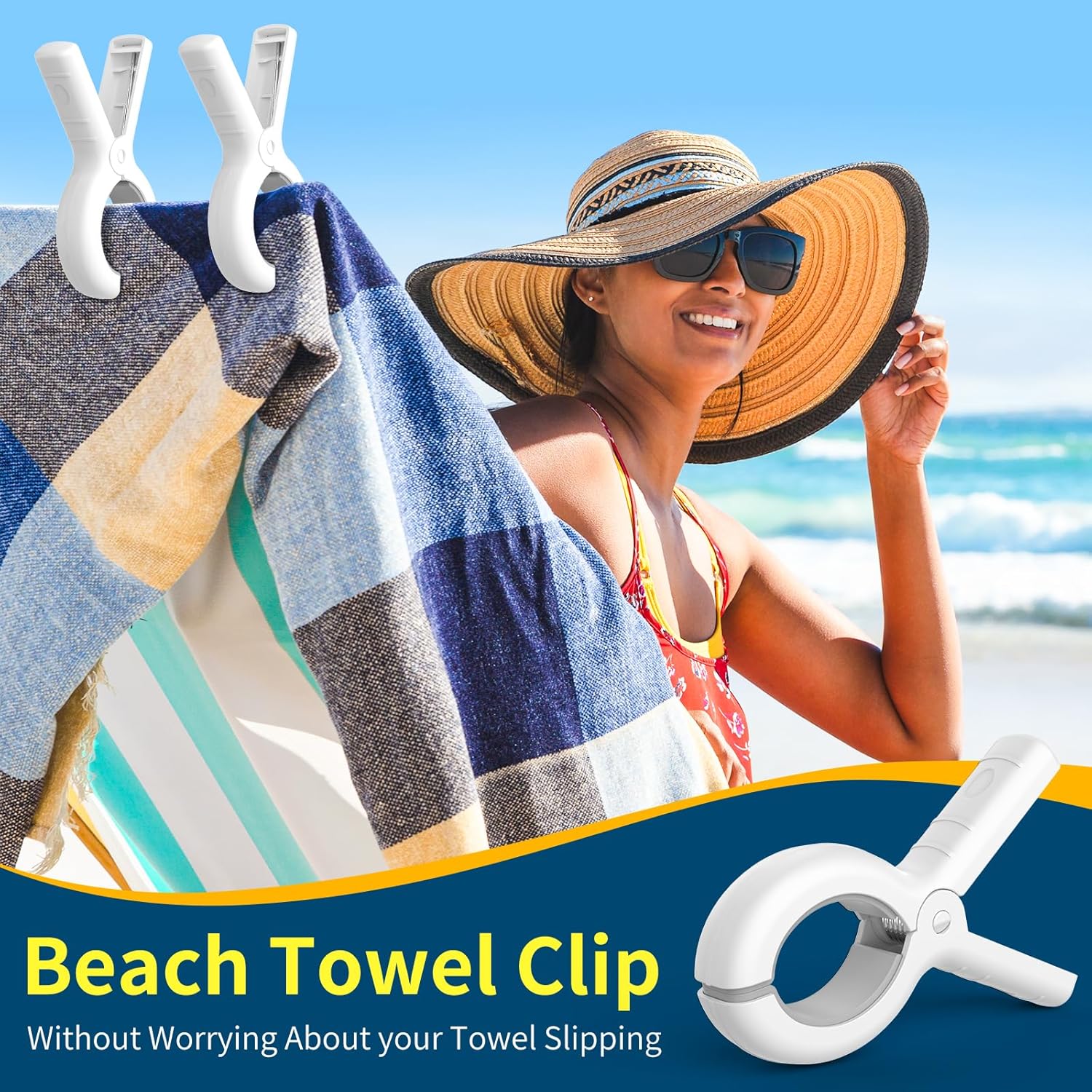 Senbowe 12 Pack Beach Towel Clips,Pool Chair Clips,Heavy Duty Plastic Clothes Pins,Quilt Drying