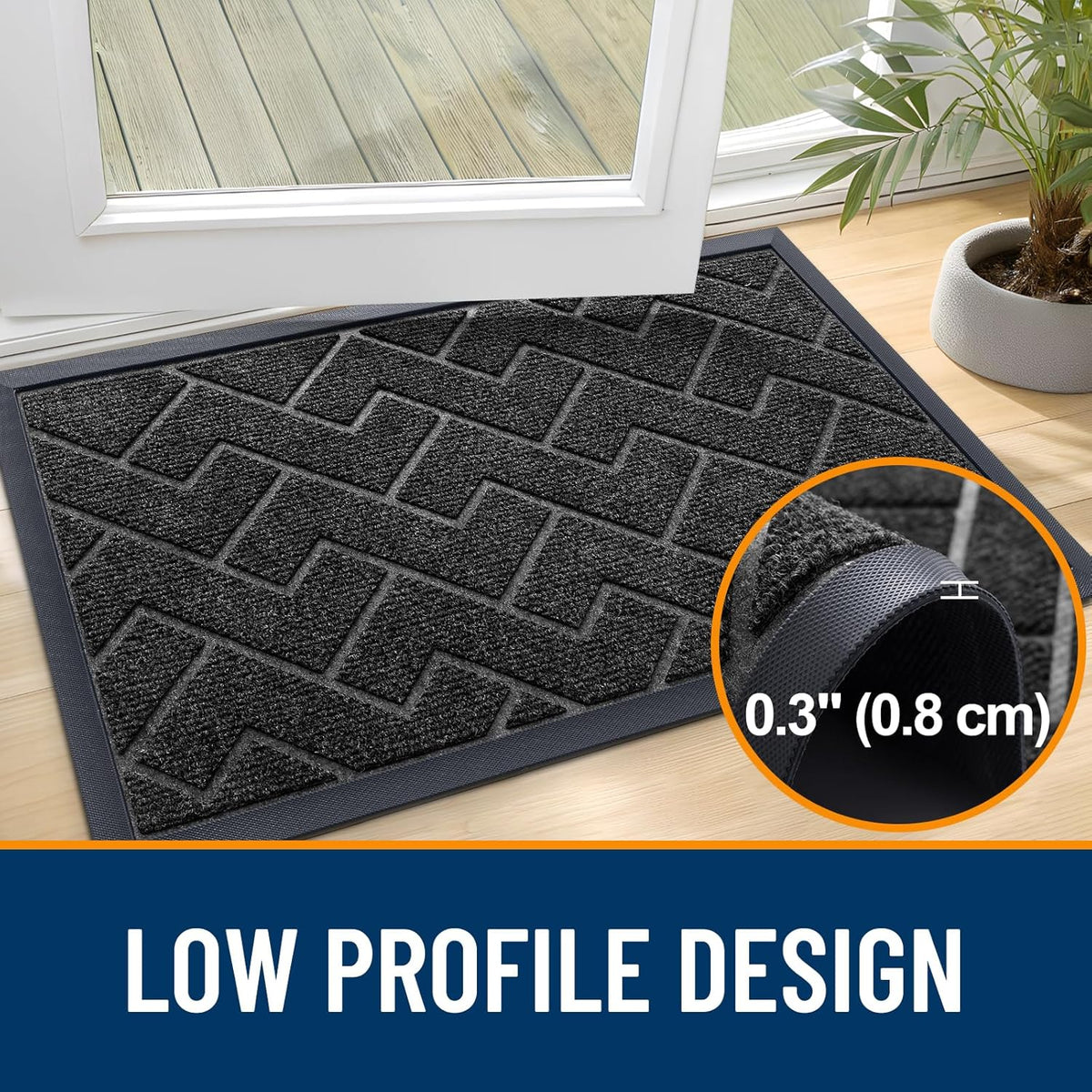 OLANLY Front Door Mat Indoor Outdoor Entrance, Waterproof All-Season, All-Weather Doormat, Sturdy