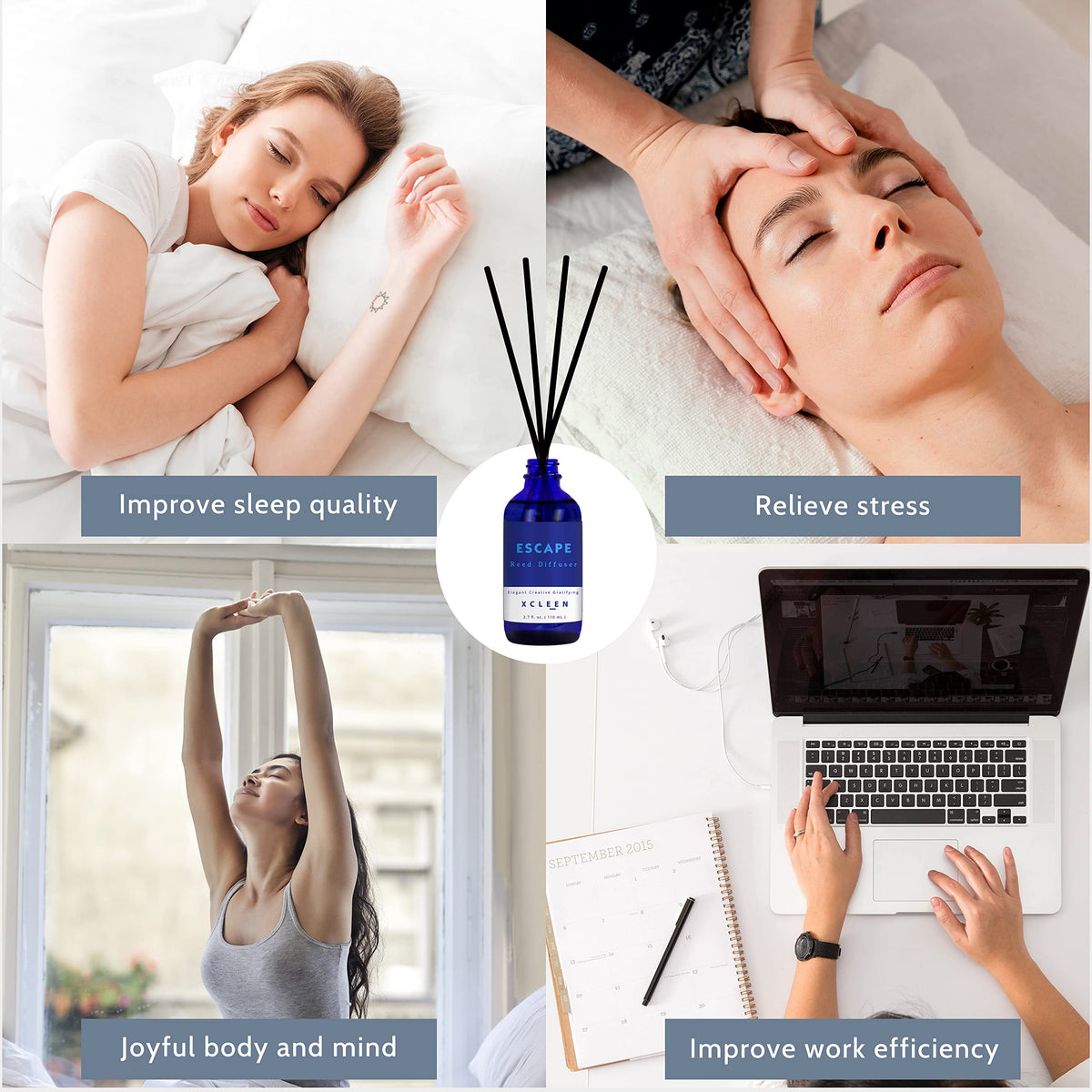 Xcleen Reed Diffusers Set, 3.7 Oz Scent Diffuser, 6 Reed Diffuser Sticks, 110ml – view 6