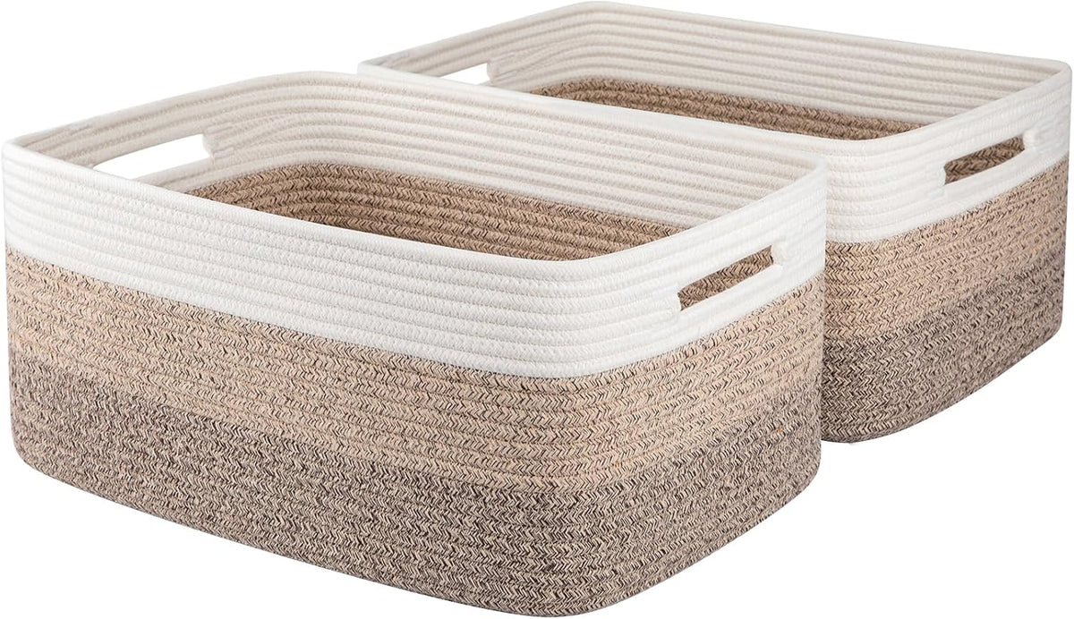 Large Storage Basket for Organizing, Woven Rope Basket for Shelves, Closet Organizer Bins for