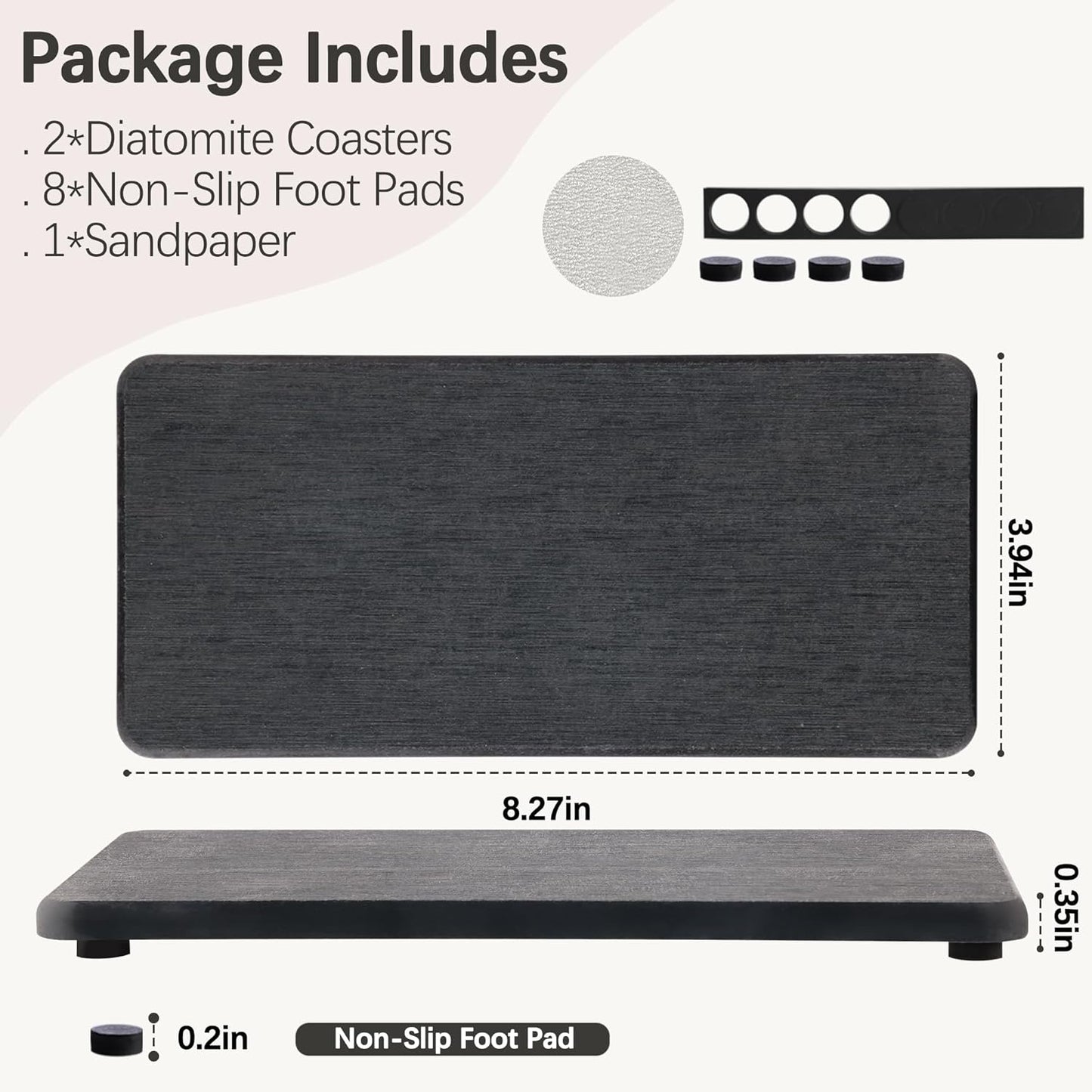 2 Pcs Water Absorbing Stone Trays, Kitchen/Bathroom Sink Soap Dish, Diatomite Tray Used for Hand