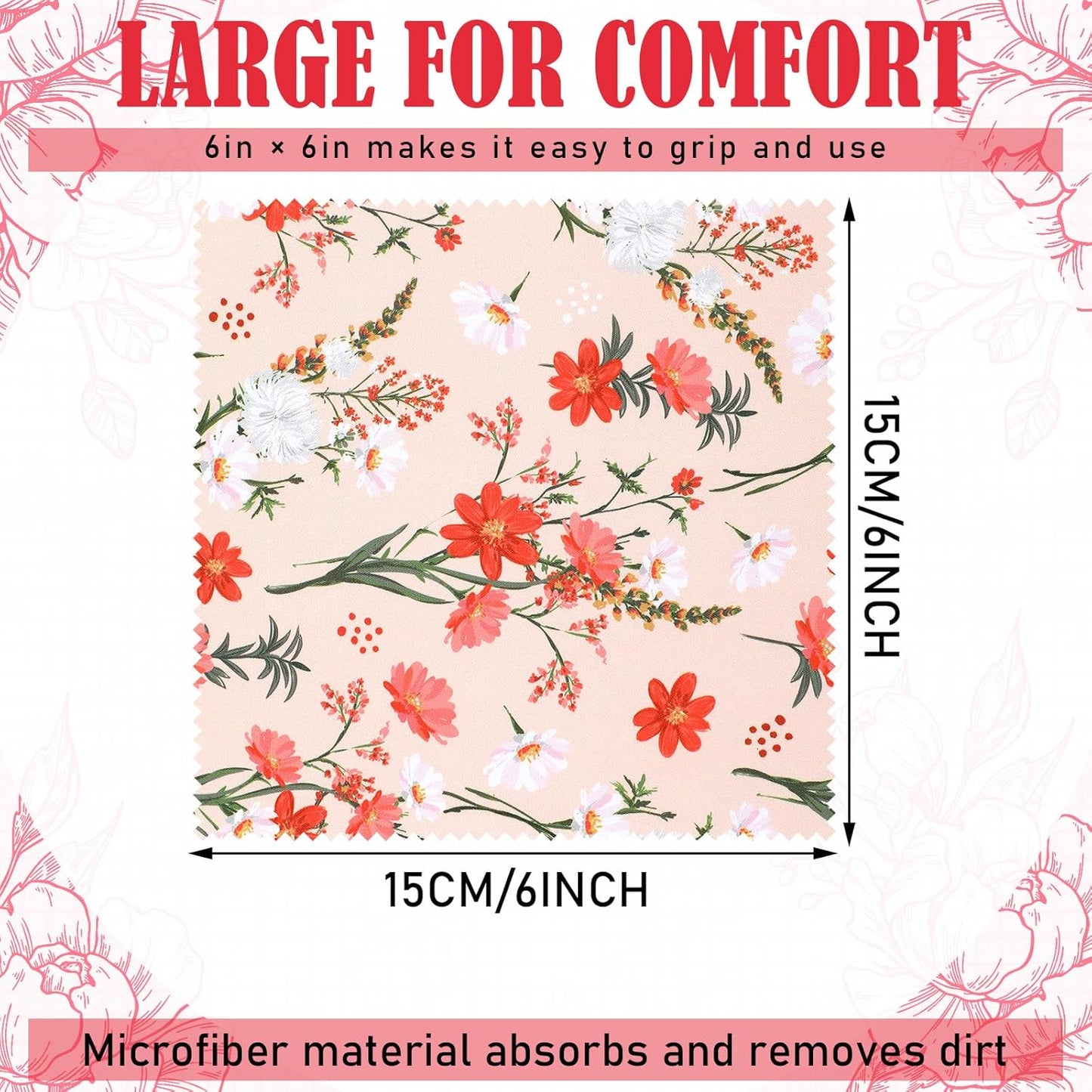 Sinmoe 20 Pcs Microfiber Cleaning Cloth Elegant Flower Design Microfiber Cloth Soft Multicolor